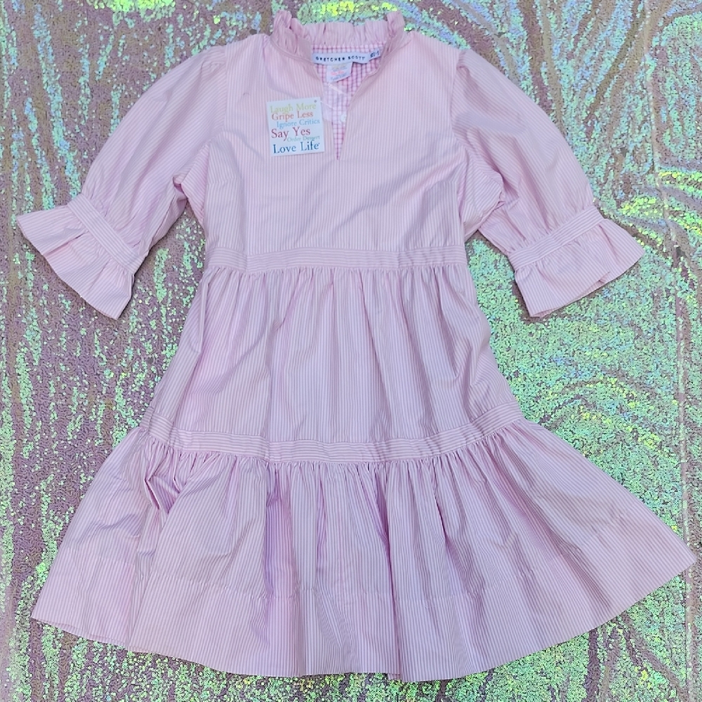 Gretcgen Scott Pink Teardrop Striped Dress Pink & White! NWT Adorable!